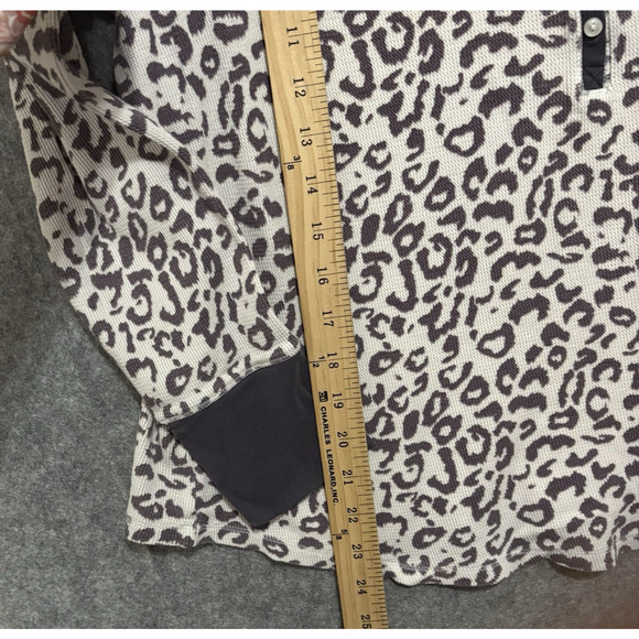 Victorias Secret Thermal‎ Pajama Set Sz XL Gray Leopard Henley Waffle Knit - Picture 9 of 10